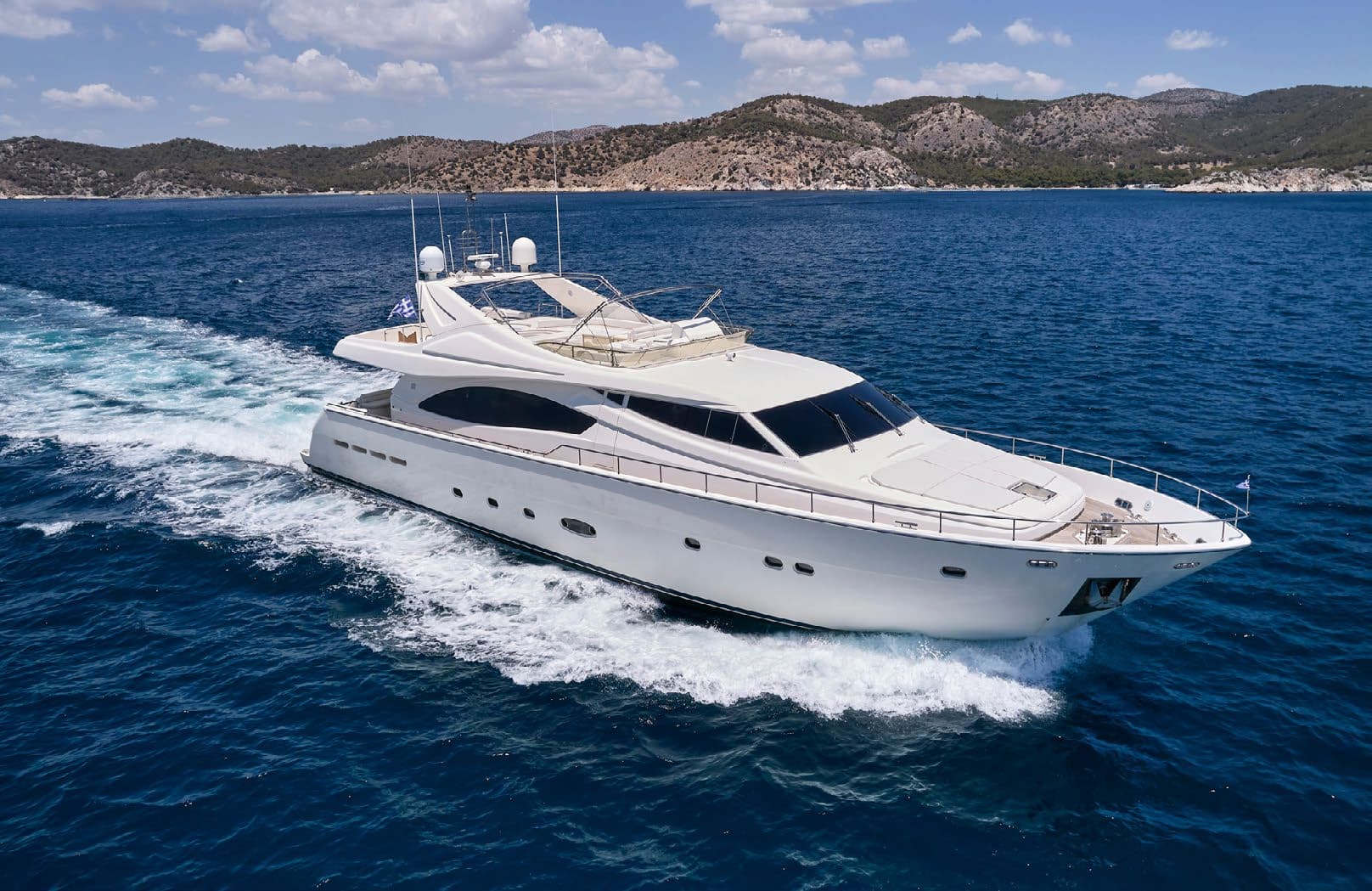 Ferretti 880 motor yacht Estia Orion - crewed charter Greece